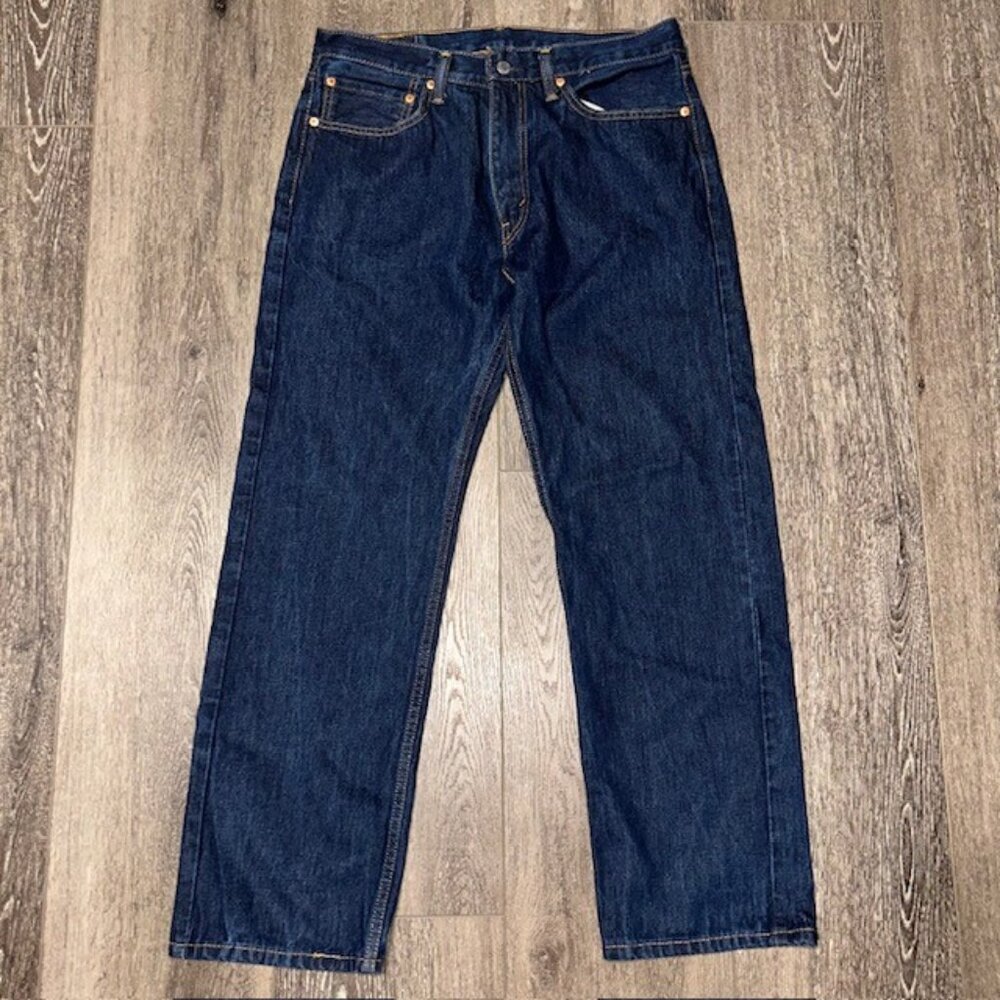 Men’s Levi 505 Jeans Dark Wash 34x30 Sexy Cowboy Straight Western Nice! NWOT